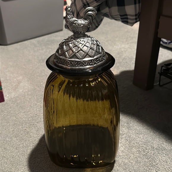 artland Kitchen Single Tall Artland Glass Amber Canister W Pewter